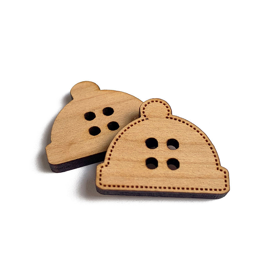 Hat Shaped Wood Button Blanks