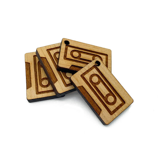 Cassette Tape Engraved Wood Jewelry Charm Blanks