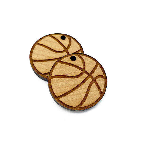 Basketball Engraved Wood Jewelry Charm Blanks