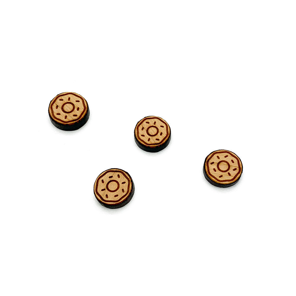 Donut Engraved Mini Circle Shaped Wood Jewelry Blanks