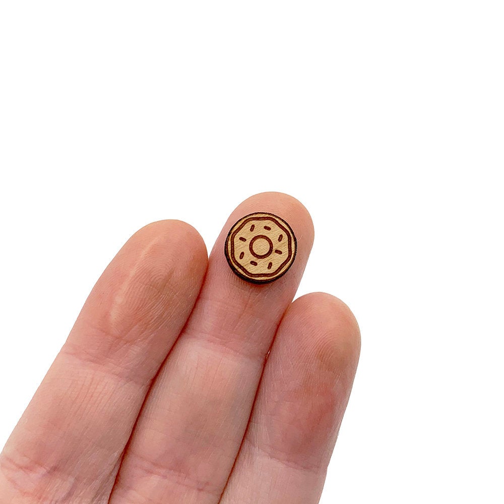 Donut Engraved Mini Circle Shaped Wood Jewelry Blanks
