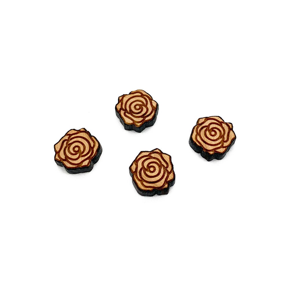Rose Engraved Mini Wood Jewelry Blanks