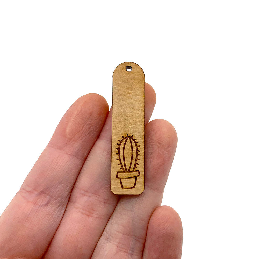 Cactus Arch Bar Engraved Wood Jewelry Charm Blanks