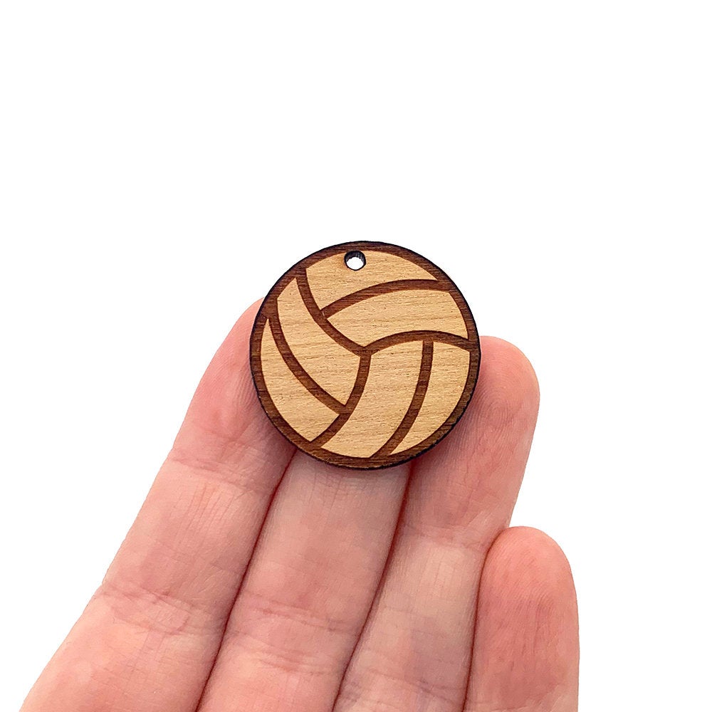 Volleyball Engraved Wood Jewelry Charm Blanks