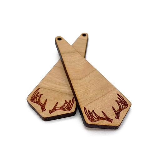 Antlers Engraved Triangular Shaped Wood Jewelry Charm Blanks