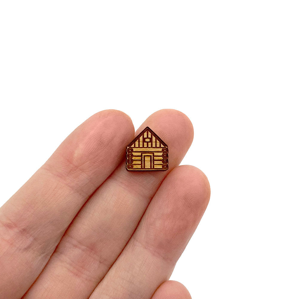 Log Cabin Engraved Mini Wood Jewelry Blanks