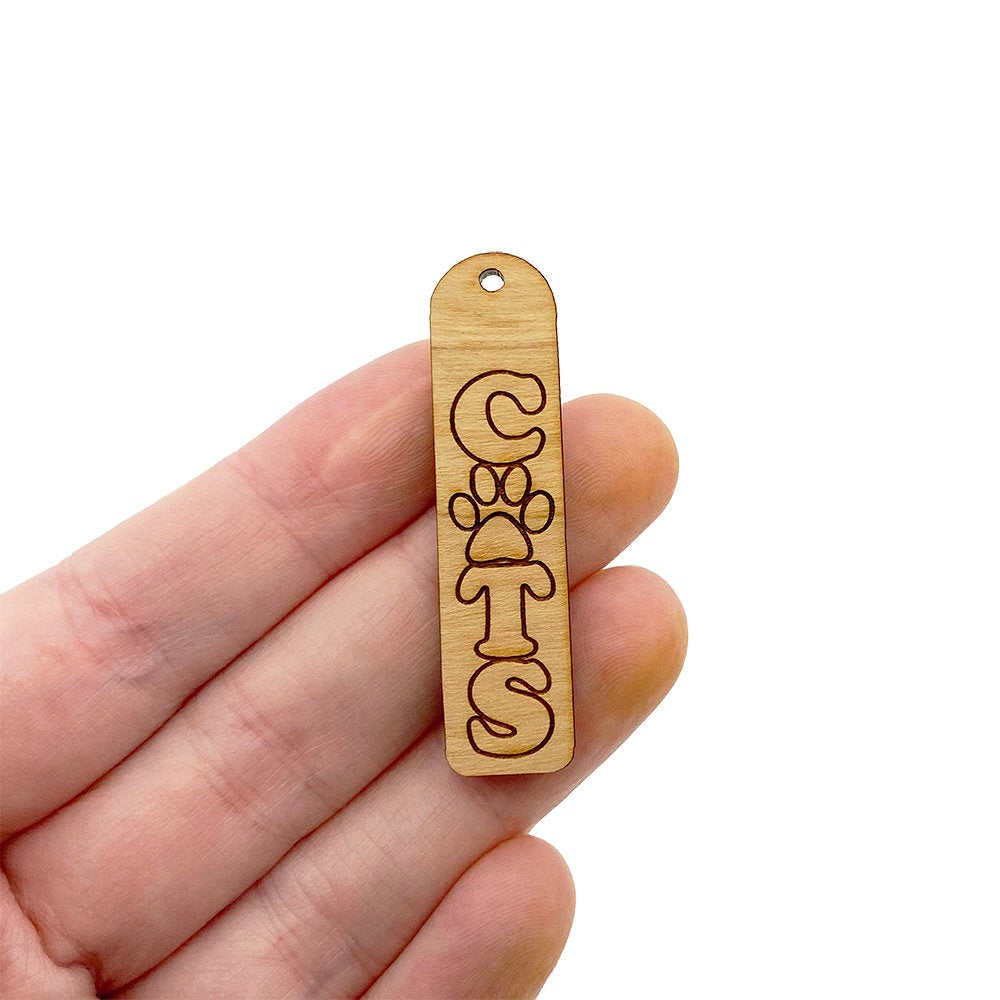 Cats Paw Arch Bar Engraved Wood Jewelry Charm Blanks