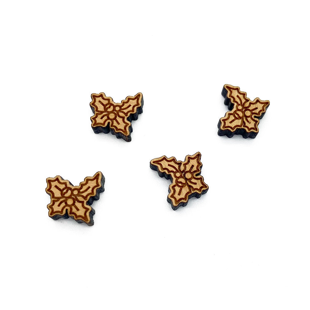 Christmas Holly Engraved Mini Wood Jewelry Blanks