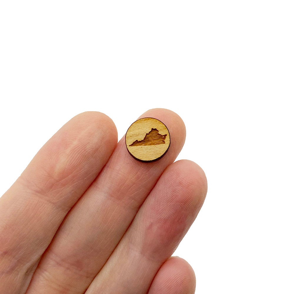 Virginia Engraved Mini Circle Shaped Wood Jewelry Blanks