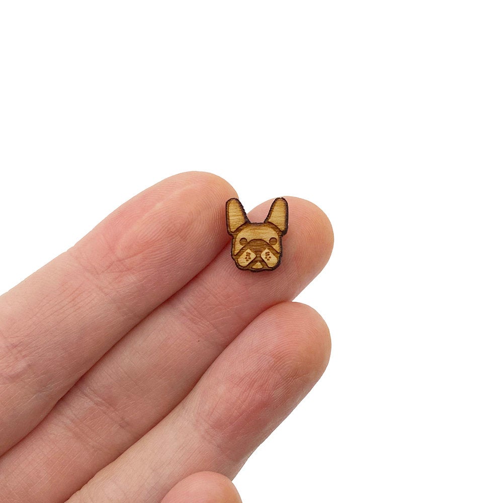 French Bulldog Engraved Mini Wood Jewelry Blanks