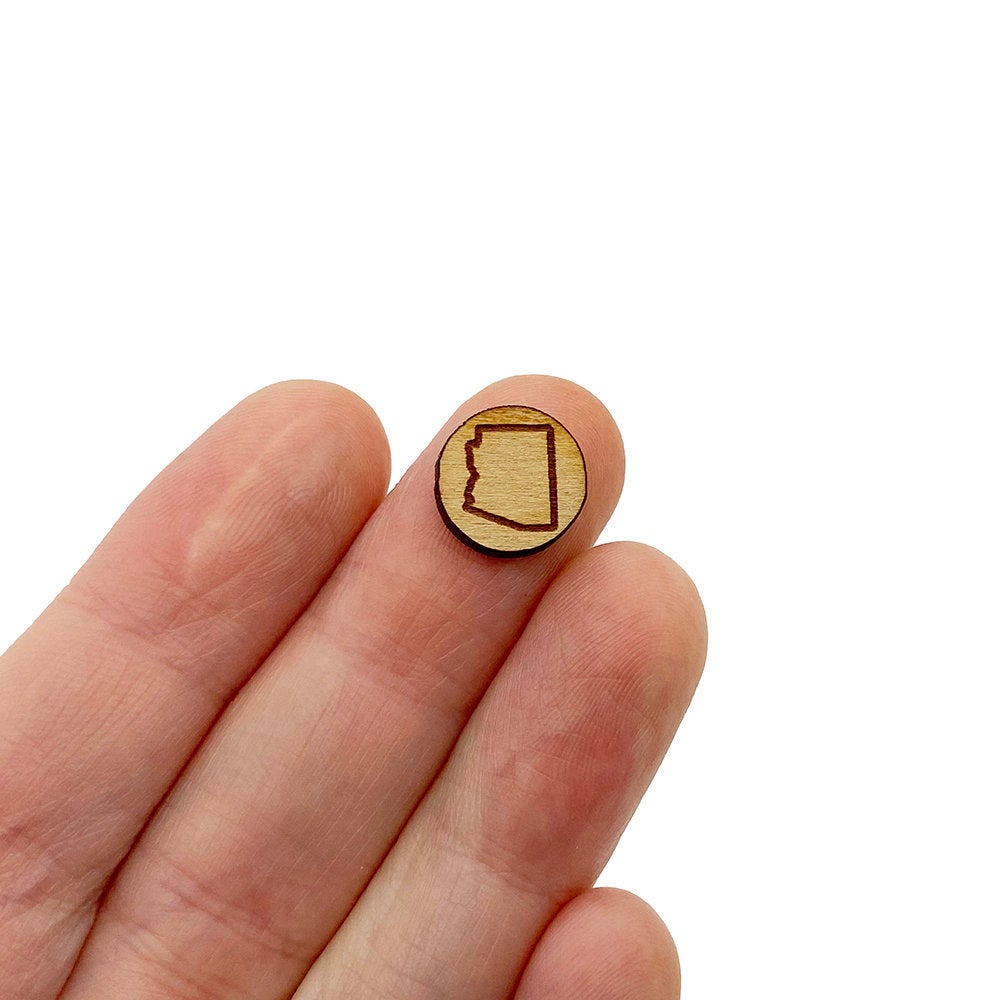 Arizona Outline Engraved Mini Circle Shaped Wood Jewelry Blanks