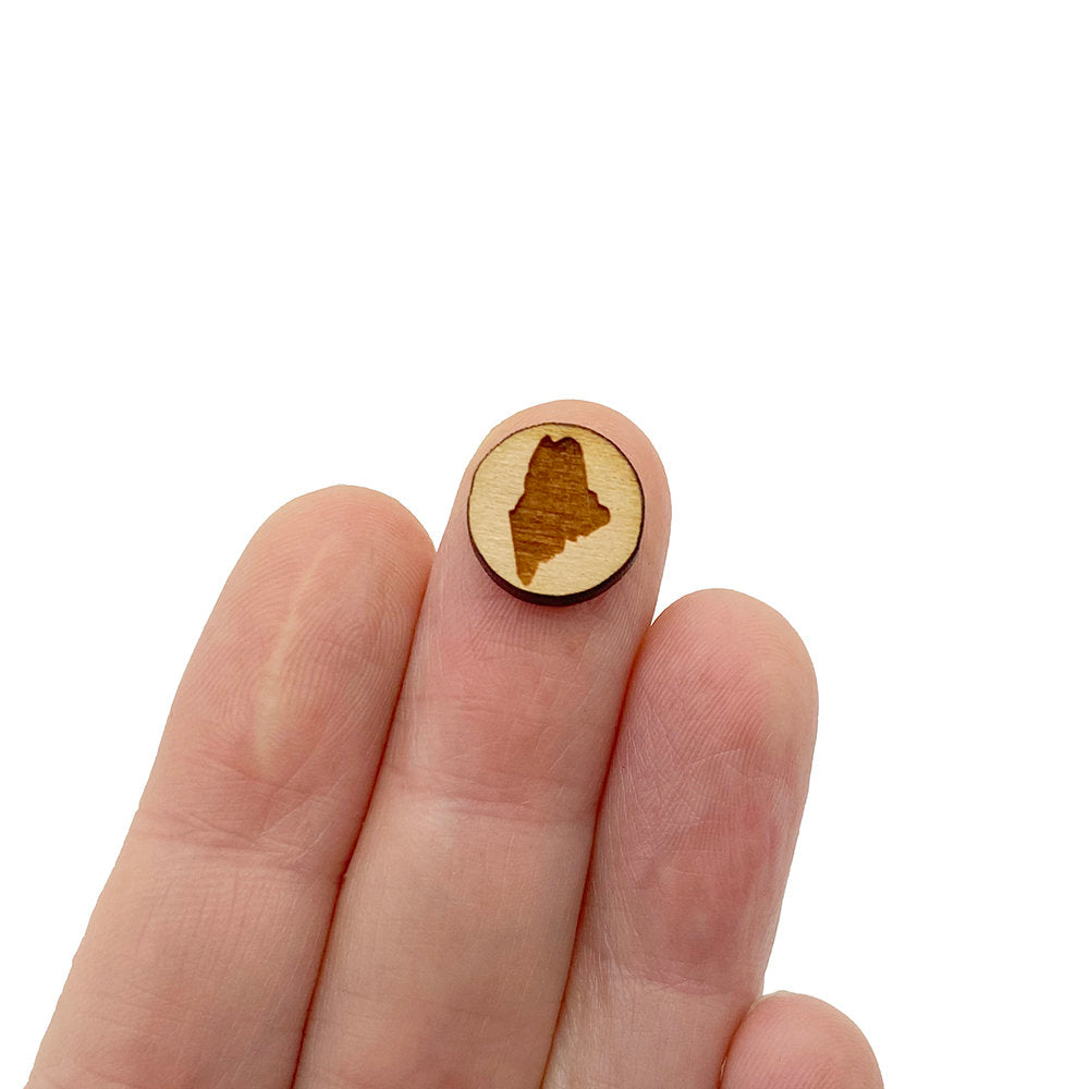 Maine Engraved Mini Circle Shaped Wood Jewelry Blanks
