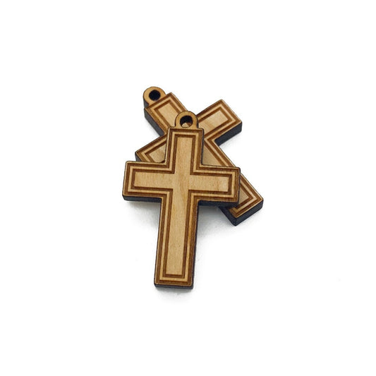 Cross Outline Wood Jewelry Charm Blanks